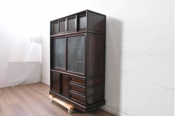 和製ヴィンテージ　美品　シャム柿材　濃淡豊かな木目が美しい茶箪笥　(R-090813)
