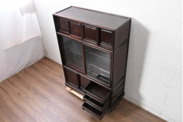 和製ヴィンテージ　美品　シャム柿材　濃淡豊かな木目が美しい茶箪笥　(R-090813)
