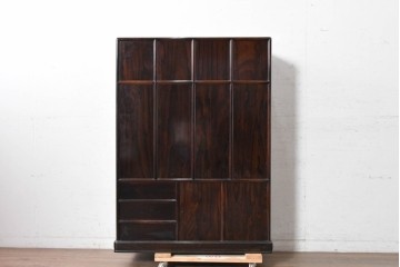 和製ヴィンテージ　美品　シャム柿材　濃淡豊かな木目が美しい茶箪笥　(R-090813)