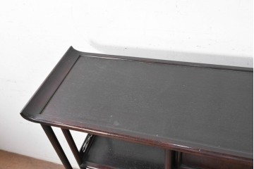 和製ヴィンテージ　昭和中期　紫檀(シタン)材　縁起のよい宝尽くしの彫刻をあしらった茶棚　(R-090814)