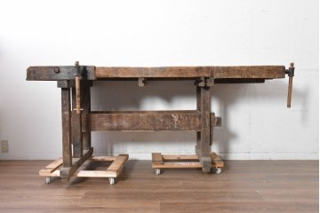 【簡易リペア限定品】　イギリスアンティーク　1920年から1950年頃　家具工房で使われていた重厚な佇まいのワークベンチ　(R-090816)