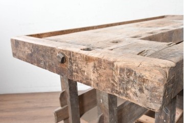 【簡易リペア限定品】　イギリスアンティーク　1920年から1950年頃　家具工房で使われていた重厚な佇まいのワークベンチ　(R-090816)