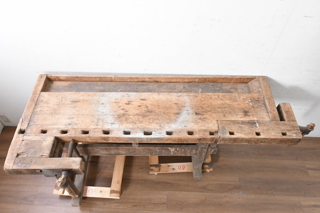 【簡易リペア限定品】　イギリスアンティーク　1920年から1950年頃　家具工房で使われていた重厚な佇まいのワークベンチ　(R-090816)