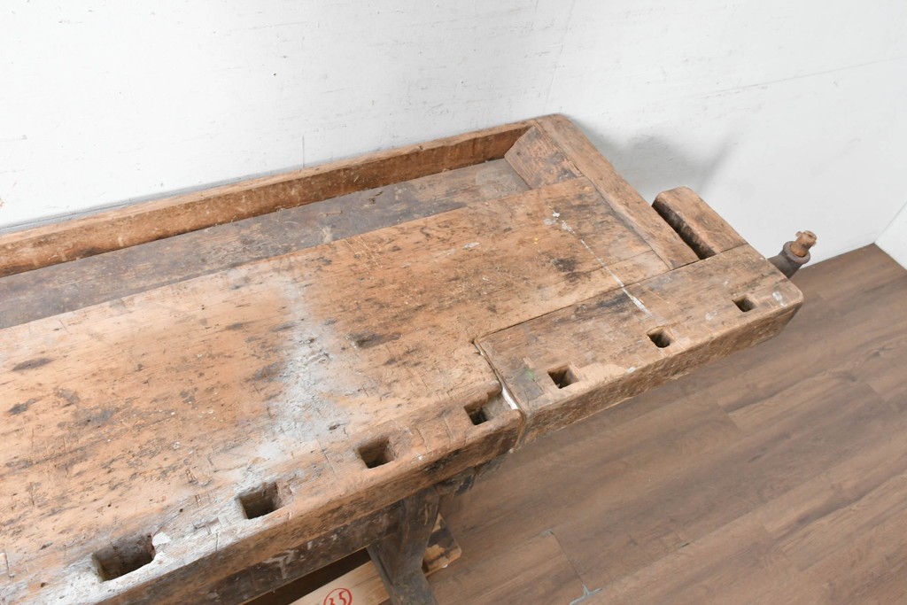 【簡易リペア限定品】　イギリスアンティーク　1920年から1950年頃　家具工房で使われていた重厚な佇まいのワークベンチ　(R-090816)