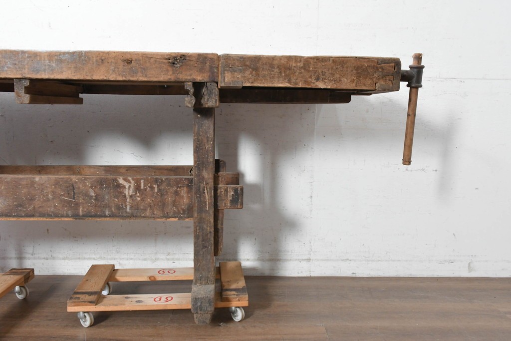 【簡易リペア限定品】　イギリスアンティーク　1920年から1950年頃　家具工房で使われていた重厚な佇まいのワークベンチ　(R-090816)