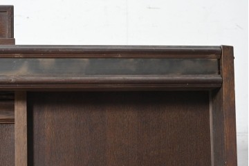 中古　オーダー特注品　ナラ材　彫刻を随所にあしらった重厚な佇まいのL字型カウンター　(R-090817)