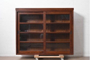 《台輪取り付け加工費込み》　中古　美品　松本民芸家具　端正な引き戸が品よく映える収納棚　(R-090819)