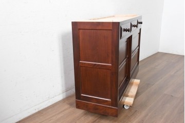 《天板取り付け加工費込み》　中古　美品　松本民芸家具　重厚感のある和モダンなサイドボード　(R-090820)