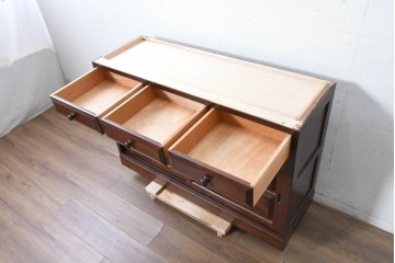 《天板取り付け加工費込み》　中古　美品　松本民芸家具　重厚感のある和モダンなサイドボード　(R-090820)
