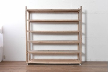 【簡易リペア限定品】　和製アンティーク　大正期から昭和初期　素朴な木味が引き立つ大型の棚　(R-090822)