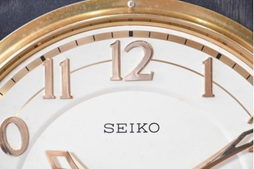 和製ヴィンテージ　昭和後期　精工舎(SEIKOSHA、セイコー)　ゴールドカラーの装飾がお洒落な振り子時計　(R-090827)