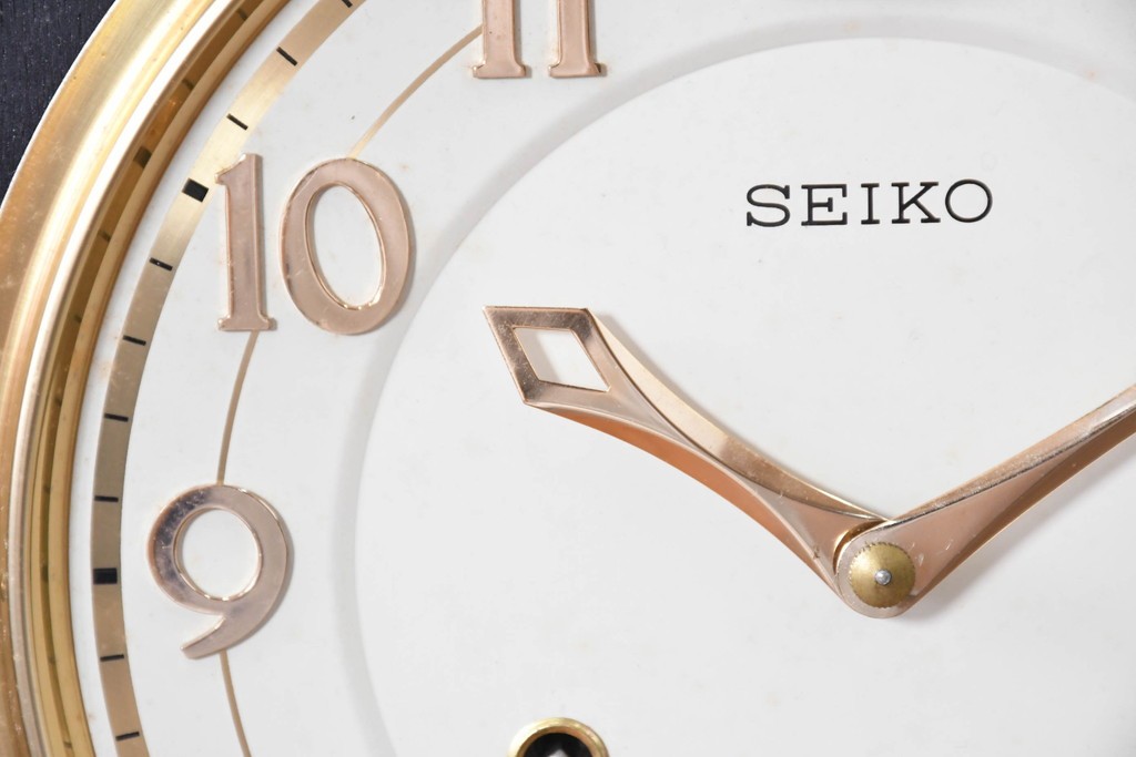 和製ヴィンテージ　昭和後期　精工舎(SEIKOSHA、セイコー)　ゴールドカラーの装飾がお洒落な振り子時計　(R-090827)
