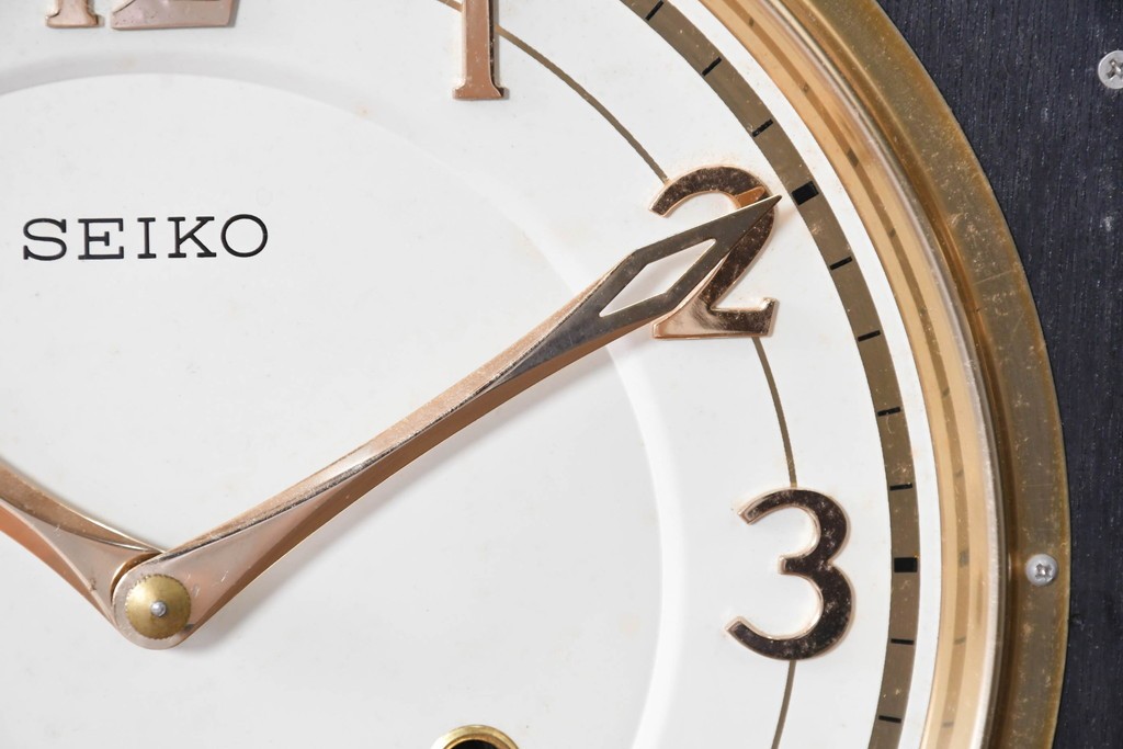 和製ヴィンテージ　昭和後期　精工舎(SEIKOSHA、セイコー)　ゴールドカラーの装飾がお洒落な振り子時計　(R-090827)