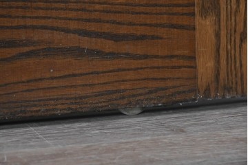 中古　特注品　職人手作り品　タモ材　色彩豊かな植物を描いたステンドグラス入り両開きドア1対(2枚)セット　※ステンド部分に割れあり　(R-090829)