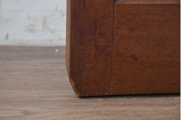 ヴィンテージ建具　昭和中期　シックな木色が魅力のシンプルなルーバー扉2枚(1対)セット　(R-090830)