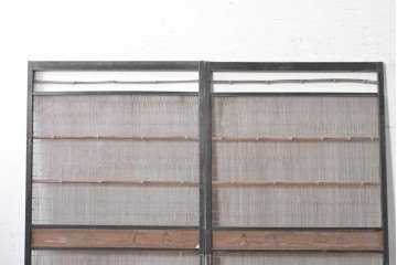 アンティーク建具　昭和初期　竹の横材と帯の透かし彫りを楽しむ夏戸2枚セット　(R-090831)