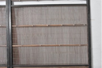 アンティーク建具　昭和初期　竹の横材と帯の透かし彫りを楽しむ夏戸2枚セット　(R-090831)