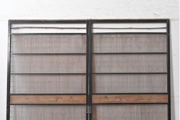 アンティーク建具　昭和初期　竹の横材と帯の透かし彫りを楽しむ夏戸2枚セット　(R-090831)