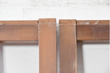 ヴィンテージ建具　昭和中期から昭和後期　格子と竹の組み合わせが美しい数寄屋の荒格子戸2枚セット　(R-090832)