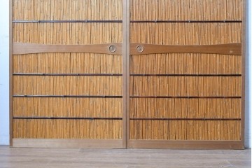 ヴィンテージ建具　昭和中期　涼やかな透け感を楽しめる夏戸2枚セット　(R-090834)