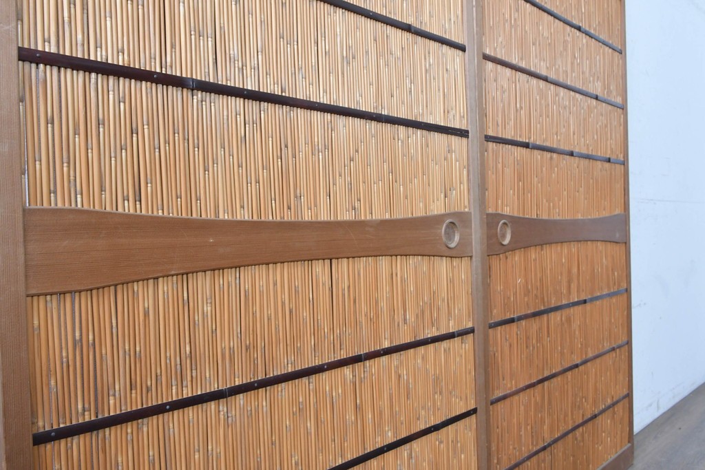 ヴィンテージ建具　昭和中期　涼やかな透け感を楽しめる夏戸2枚セット　(R-090834)