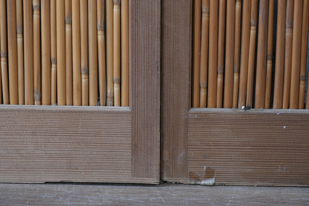 ヴィンテージ建具　昭和中期　涼やかな透け感を楽しめる夏戸2枚セット　(R-090834)