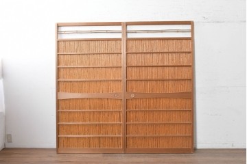 ヴィンテージ建具　昭和中期　涼やかな透け感を楽しめる夏戸2枚セット　(R-090834)
