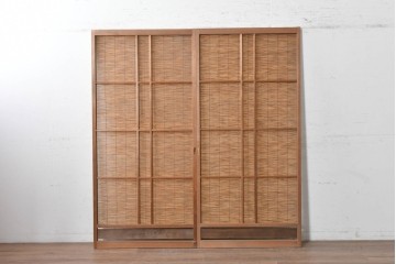 ヴィンテージ建具　昭和中期　素朴な風合いが魅力の夏戸2枚セット　(R-090835)