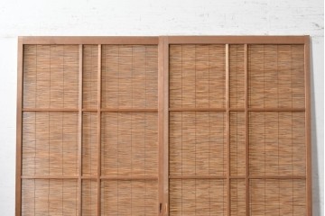 ヴィンテージ建具　昭和中期　素朴な風合いが魅力の夏戸2枚セット　(R-090835)