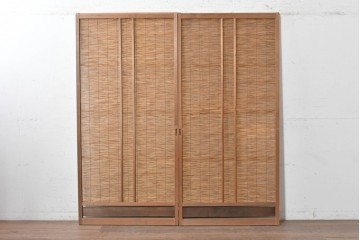 ヴィンテージ建具　昭和中期　素朴な風合いが魅力の夏戸2枚セット　(R-090835)