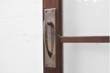 アンティーク建具　昭和期　格子ガラスがレトロな雰囲気を醸す木製ドア1枚　(R-090836)