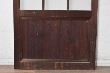 アンティーク建具　昭和期　格子ガラスがレトロな雰囲気を醸す木製ドア1枚　(R-090836)