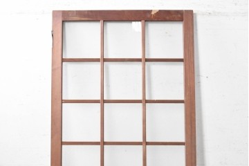 アンティーク建具　昭和期　格子ガラスがレトロな雰囲気を醸す木製ドア1枚　(R-090836)
