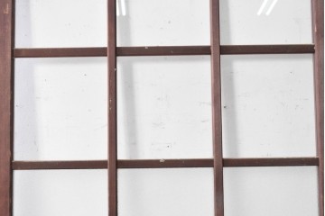アンティーク建具　昭和期　格子ガラスがレトロな雰囲気を醸す木製ドア1枚　(R-090837)