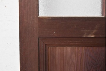 アンティーク建具　昭和期　格子ガラスがレトロな雰囲気を醸す木製ドア1枚　(R-090837)