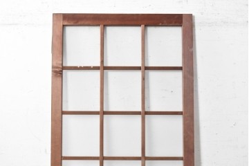 アンティーク建具　昭和期　格子ガラスがレトロな雰囲気を醸す木製ドア1枚　(R-090837)