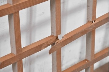 ヴィンテージ建具　昭和中期から昭和後期　細かな格子組みが美しいきつね格子パネル1枚　(R-090839)