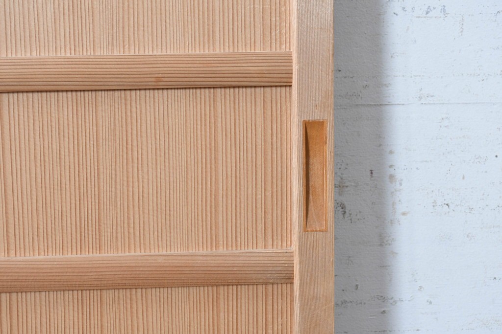 ヴィンテージ建具　昭和後期　均一に並んだ木目が美しい無双付き舞良戸1枚　(R-090840)