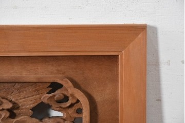 ヴィンテージ建具　昭和後期　鶴と雲を繊細に彫り込んだ躍動感あふれる彫刻欄間2枚セット　(R-090842)