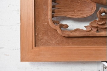 ヴィンテージ建具　昭和後期　鶴と雲を繊細に彫り込んだ躍動感あふれる彫刻欄間2枚セット　(R-090842)
