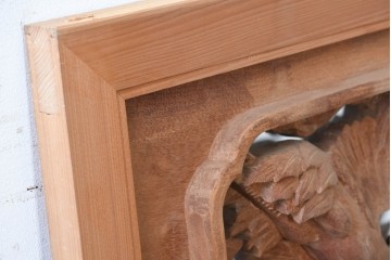ヴィンテージ建具　昭和後期　鶴と雲を繊細に彫り込んだ躍動感あふれる彫刻欄間2枚セット　(R-090842)