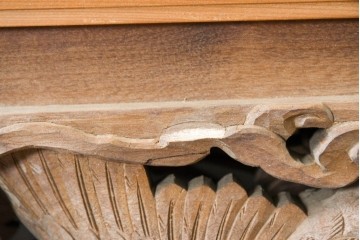 ヴィンテージ建具　昭和後期　鶴と雲を繊細に彫り込んだ躍動感あふれる彫刻欄間2枚セット　(R-090842)