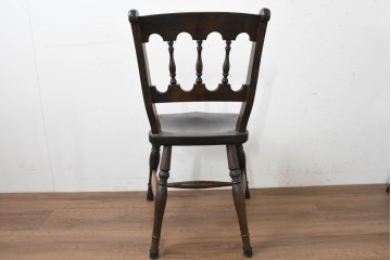 中古　松本民芸家具　背もたれの挽き物加工がお洒落な#49A型ワイコムチェア4脚セット　定価(4脚合計)約42万8千円　(R-090844)