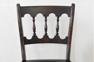 中古　松本民芸家具　背もたれの挽き物加工がお洒落な#49A型ワイコムチェア4脚セット　定価(4脚合計)約42万8千円　(R-090844)