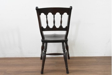 中古　松本民芸家具　背もたれの挽き物加工がお洒落な#49A型ワイコムチェア4脚セット　定価(4脚合計)約42万8千円　(R-090844)