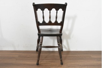 中古　松本民芸家具　背もたれの挽き物加工がお洒落な#49A型ワイコムチェア4脚セット　定価(4脚合計)約42万8千円　(R-090844)