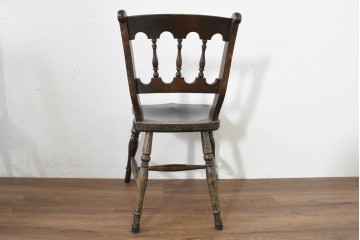 中古　松本民芸家具　背もたれの挽き物加工がお洒落な#49A型ワイコムチェア4脚セット　定価(4脚合計)約42万8千円　(R-090844)