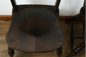 中古　松本民芸家具　背もたれの挽き物加工がお洒落な#49A型ワイコムチェア4脚セット　定価(4脚合計)約42万8千円　(R-090844)