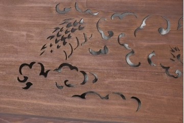 【簡易リペア限定品】　アンティーク建具　昭和初期　雲間を進む龍を透かし彫りで表した欄間2枚セット　(R-090845)