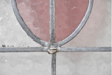 イギリスアンティーク建具　1940年頃　やわらかな色彩が可愛らしいステンドグラスパネル1枚　(R-090848)